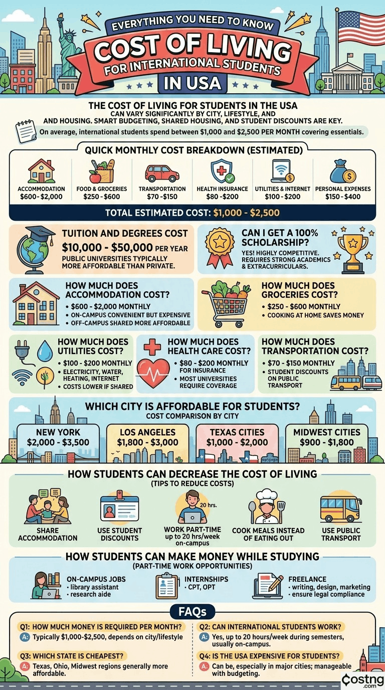cost of living for students USA